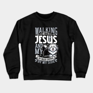 Jesus and dog - Old English Sheepdog Crewneck Sweatshirt